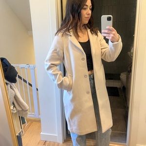 Abercrombie and Fitch Wool Blend Dad Coat in cream